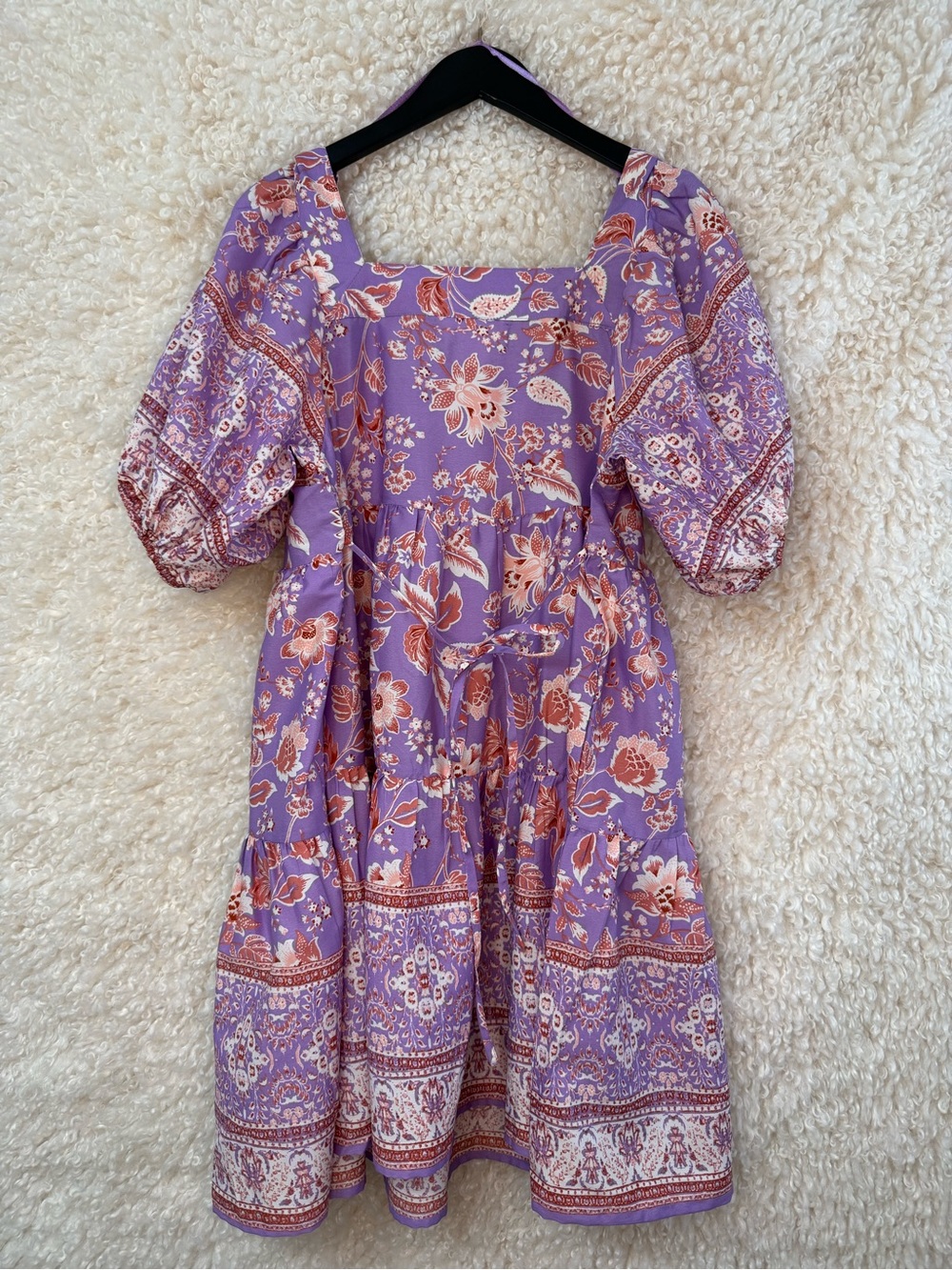 Lilac Floral Women’s Dress with Puff Sleeves